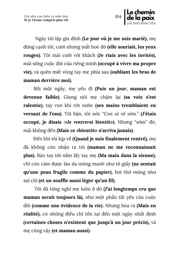 Sách truyện ngắn song ngữ Việt Pháp - LE CHEMIN DE LA PAIX (lối nhỏ bình yên) - Hình ảnh 10